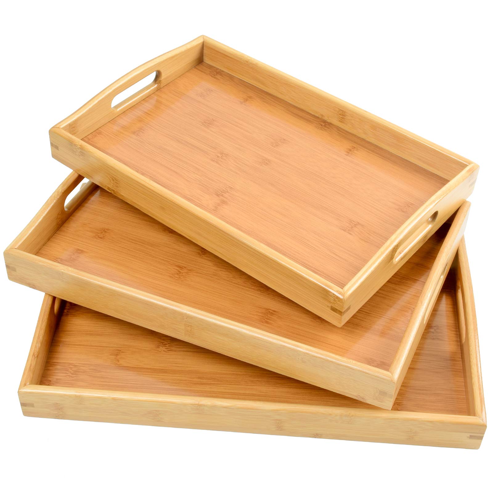 AKKAJJ 3-pack beige trays, medium size, easy transport from kitchen to couch