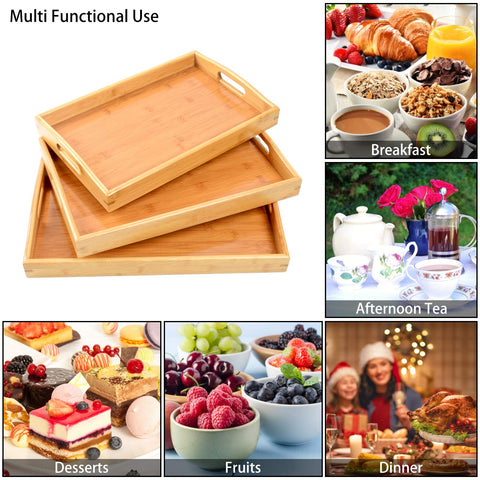 AKKAJJ bamboo trays with raised edges prevent spills during serving