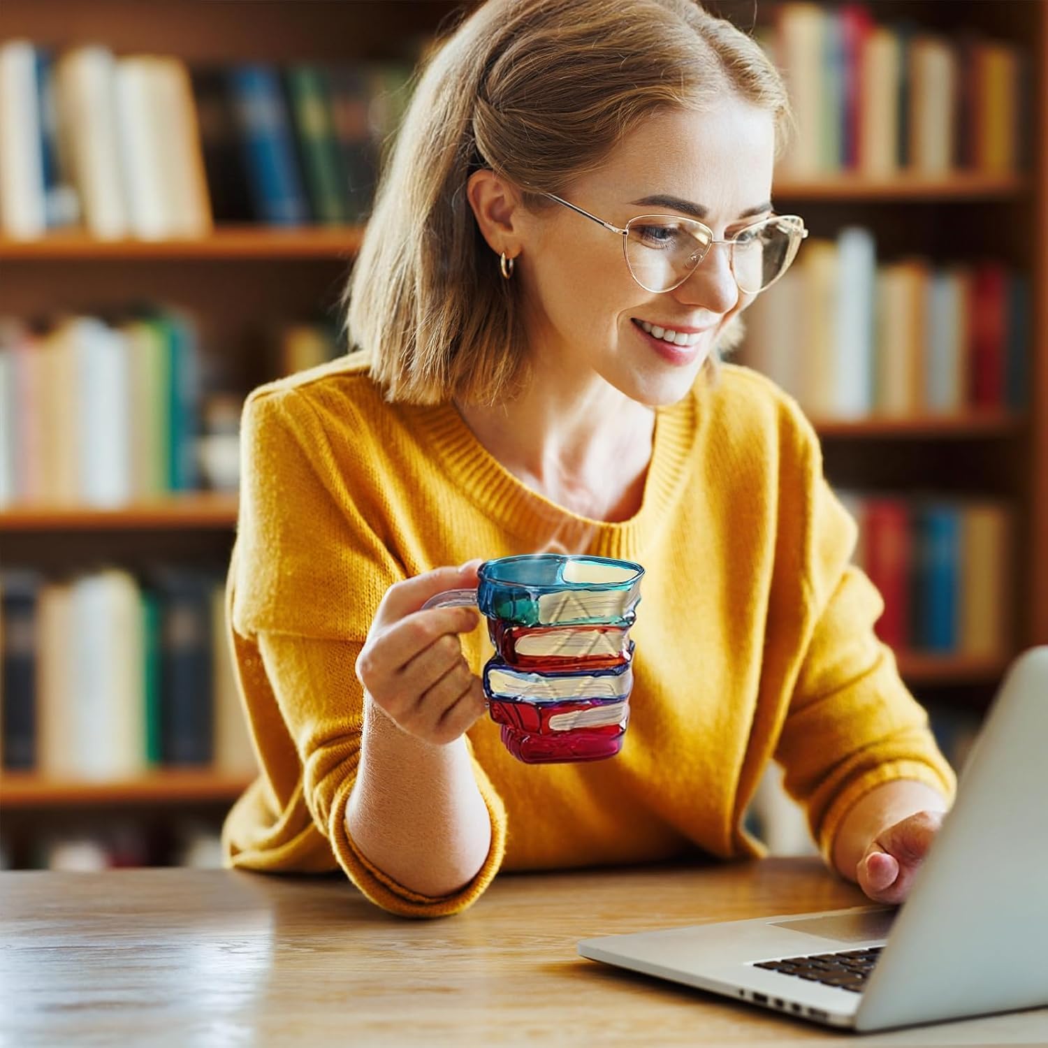 AKLOZYX Microwave and dishwasher safe glass mug for easy care.