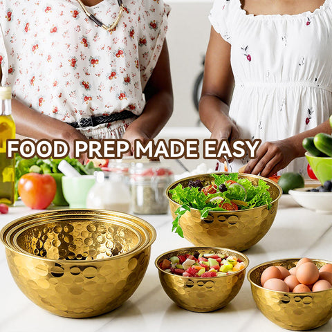 AKODENORA Gold deep bowls ideal for prep and mixing.