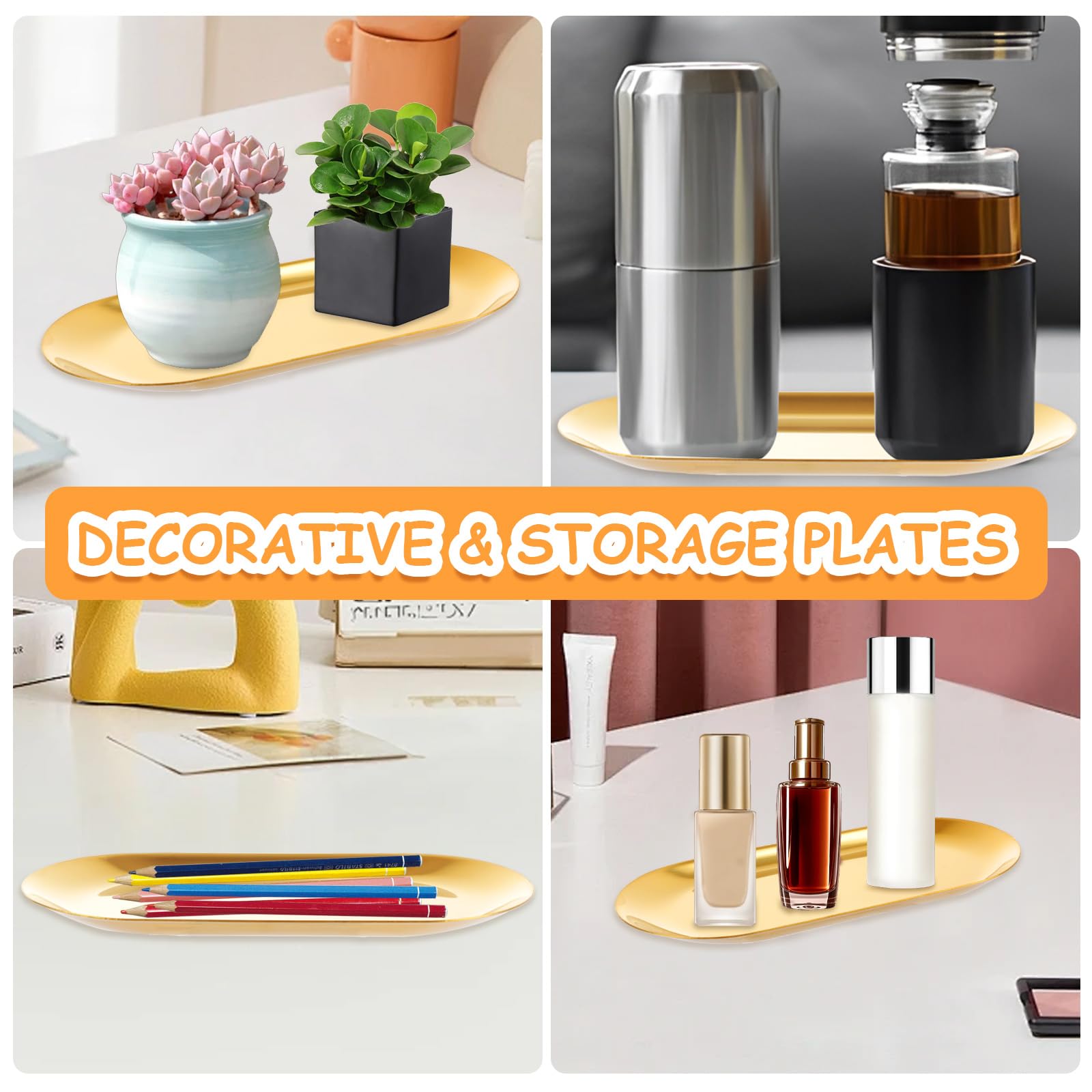 AKOLAFE gold tray reflectively polished for modern tables