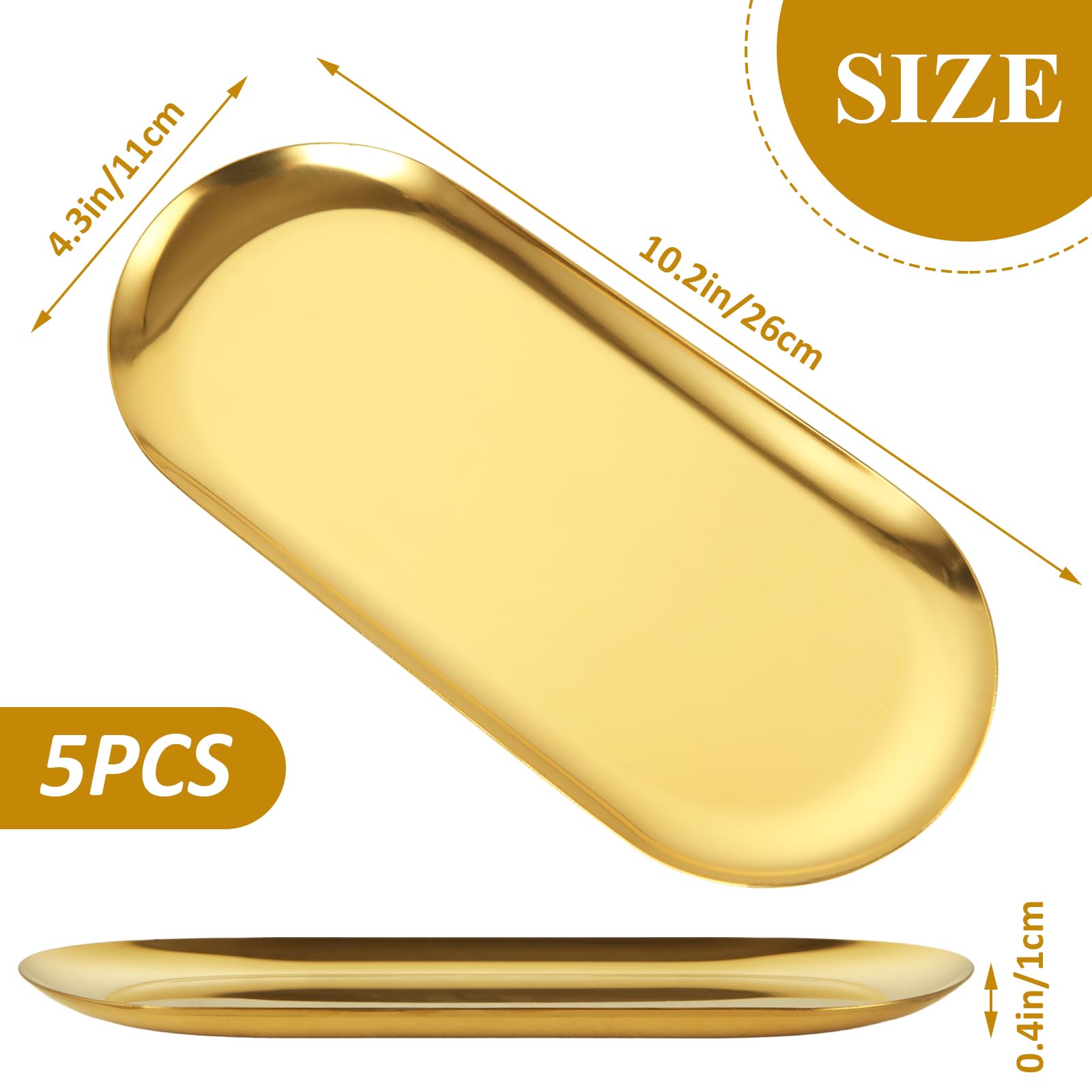 AKOLAFE gold tray with mirror-polished surface enhances food presentation.