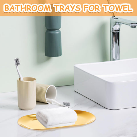 AKOLAFE gold oval tray for buffet and small bites during parties