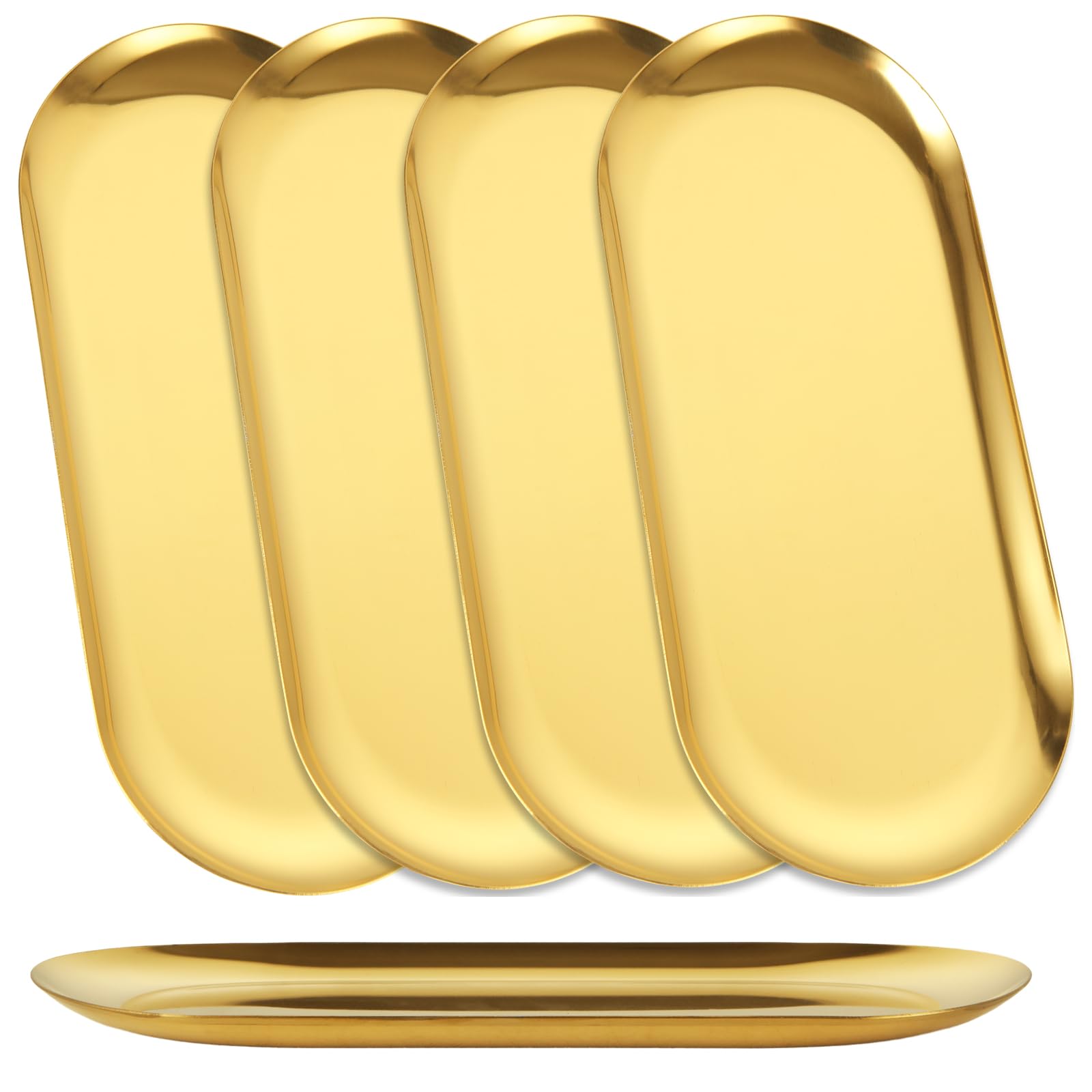 AKOLAFE gold oval 10-inch serving tray with mirror finish for stylish entertaining.