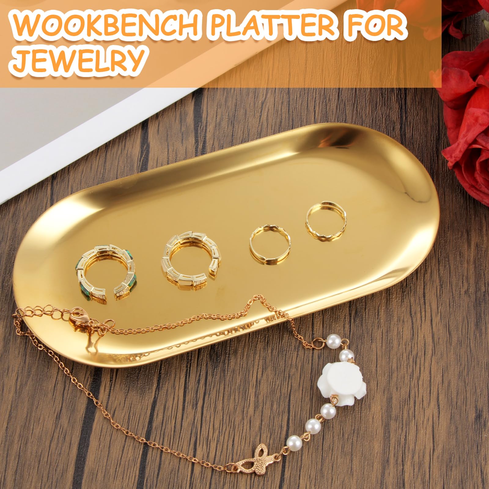 AKOLAFE gold tray perfect for organizing cosmetics and accessories