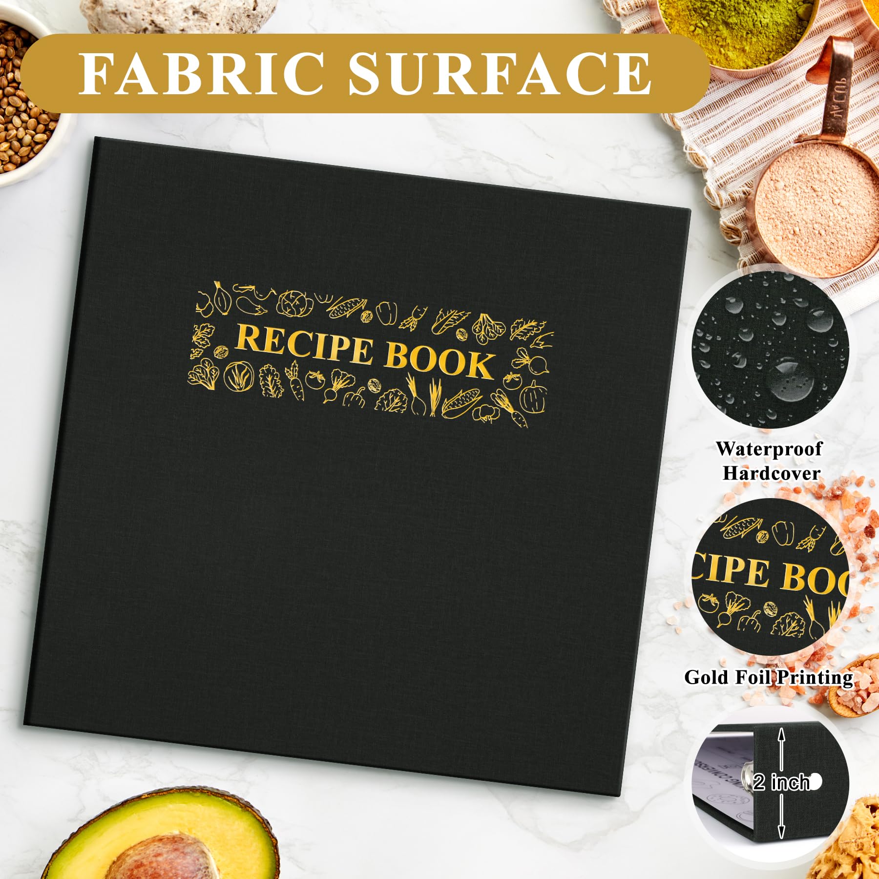 AKONEGE 3-ring binder close-up showing sturdy rings and easy page rearrangement.