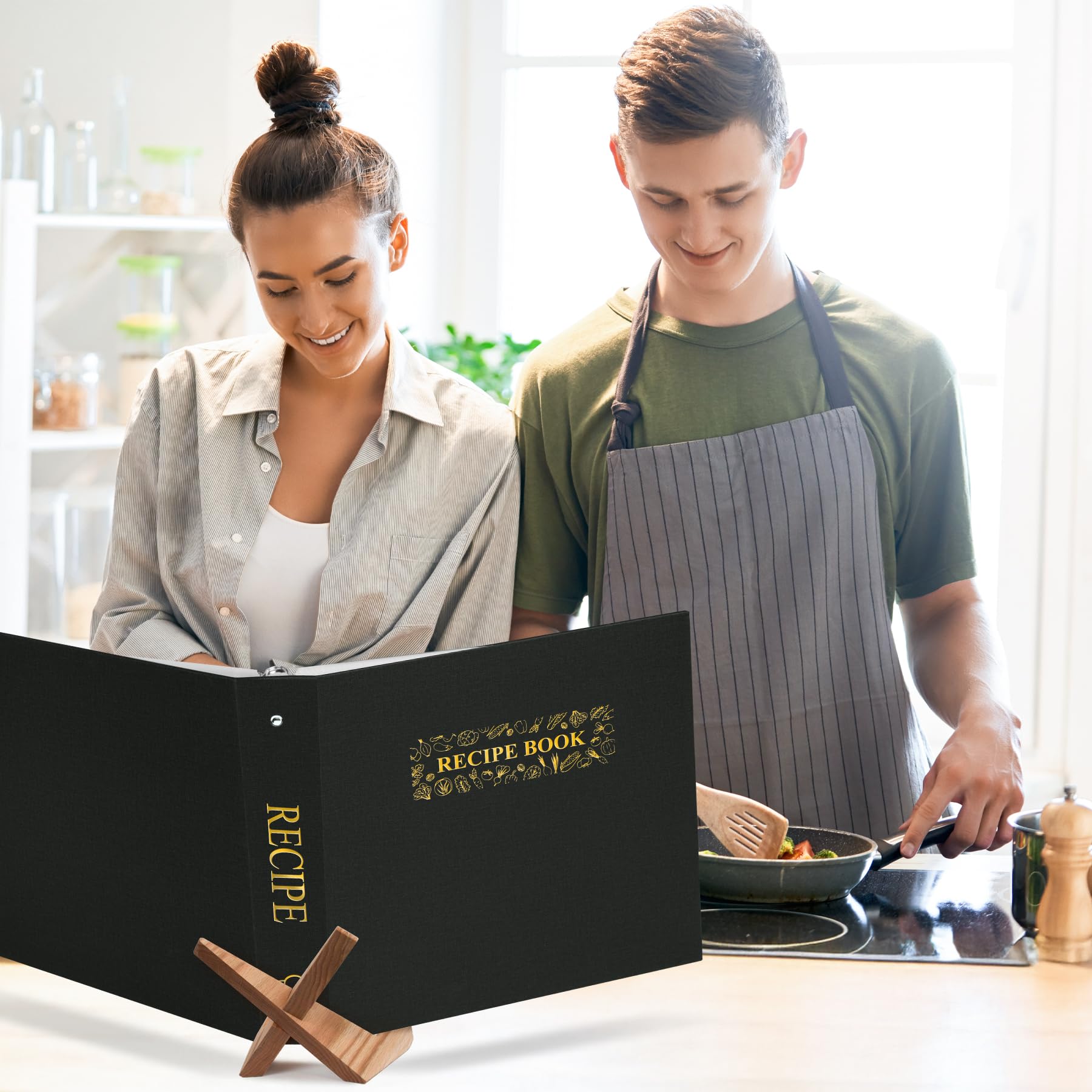 AKONEGE labels and dividers show organized categories for quick recipe retrieval.