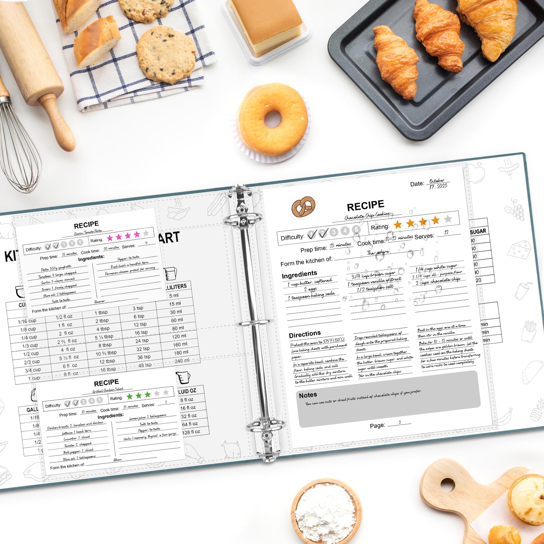 AKONEGE Dividers organize recipes by category for quick access in the kitchen.