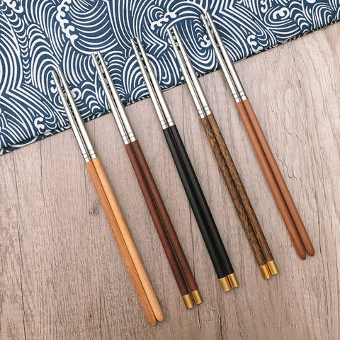 AKONEGE chopsticks with stainless steel tips for safe contact and durability