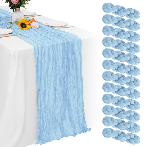 Aktor 12-pack light blue cheesecloth table runner for versatile party decor
