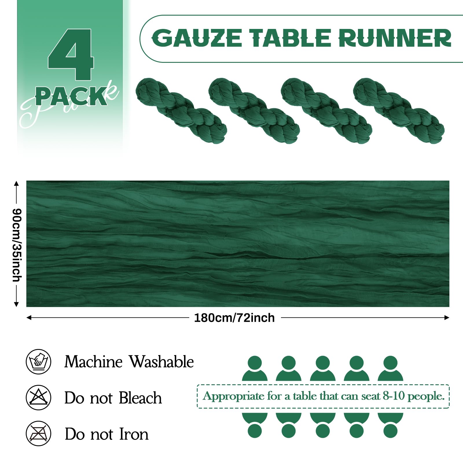 Aktor Emerald Green gauze runner close-up highlights delicate texture for styling.