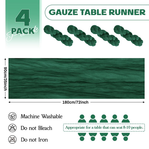 Aktor Emerald Green gauze runner close-up highlights delicate texture for styling.