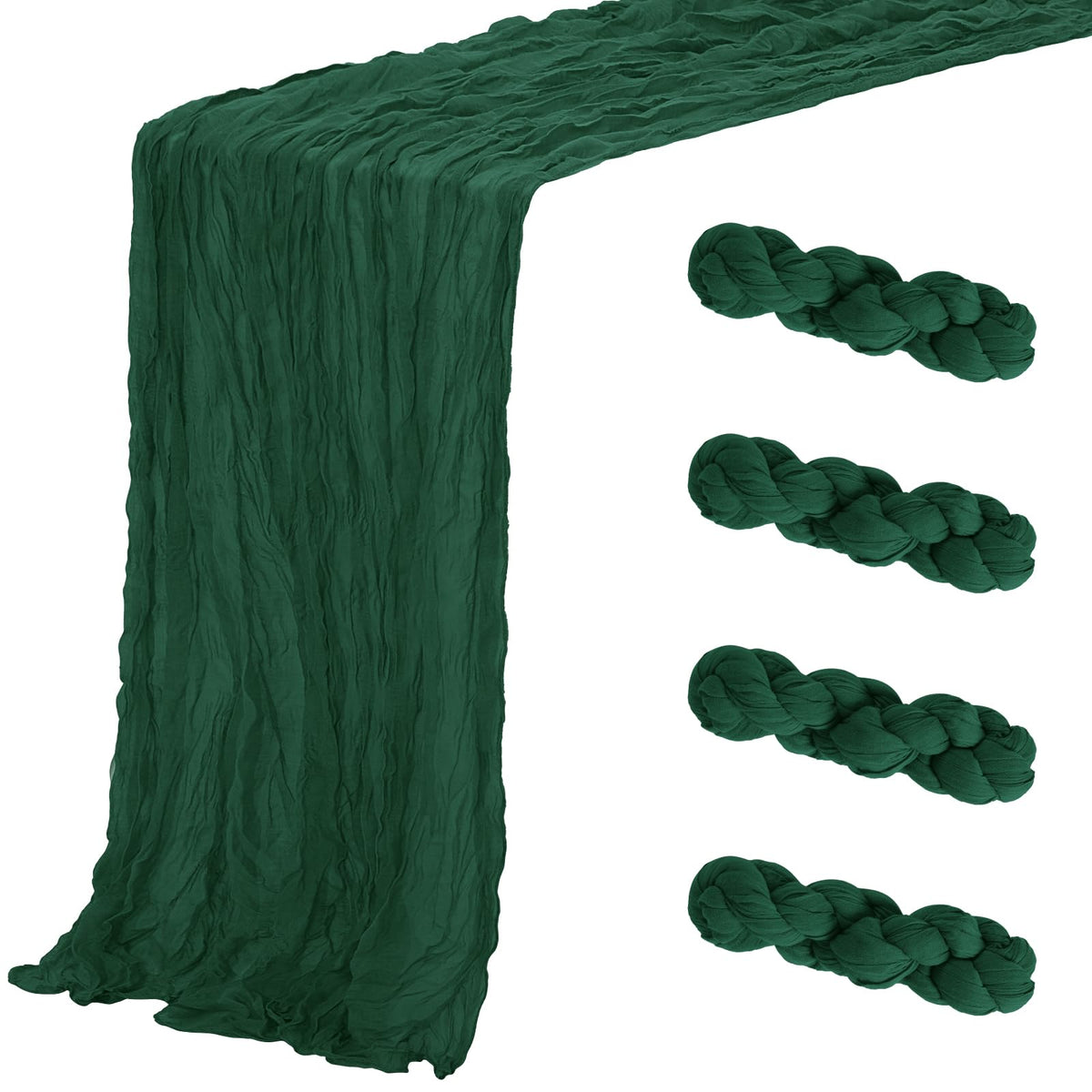 Aktor Emerald Green table runner edge detail showcases sheer gauze.