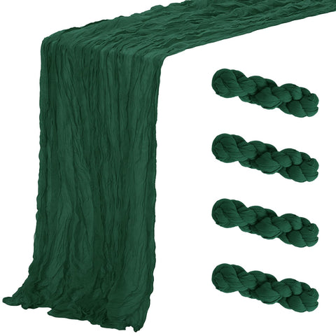 Aktor Emerald Green table runner edge detail showcases sheer gauze.