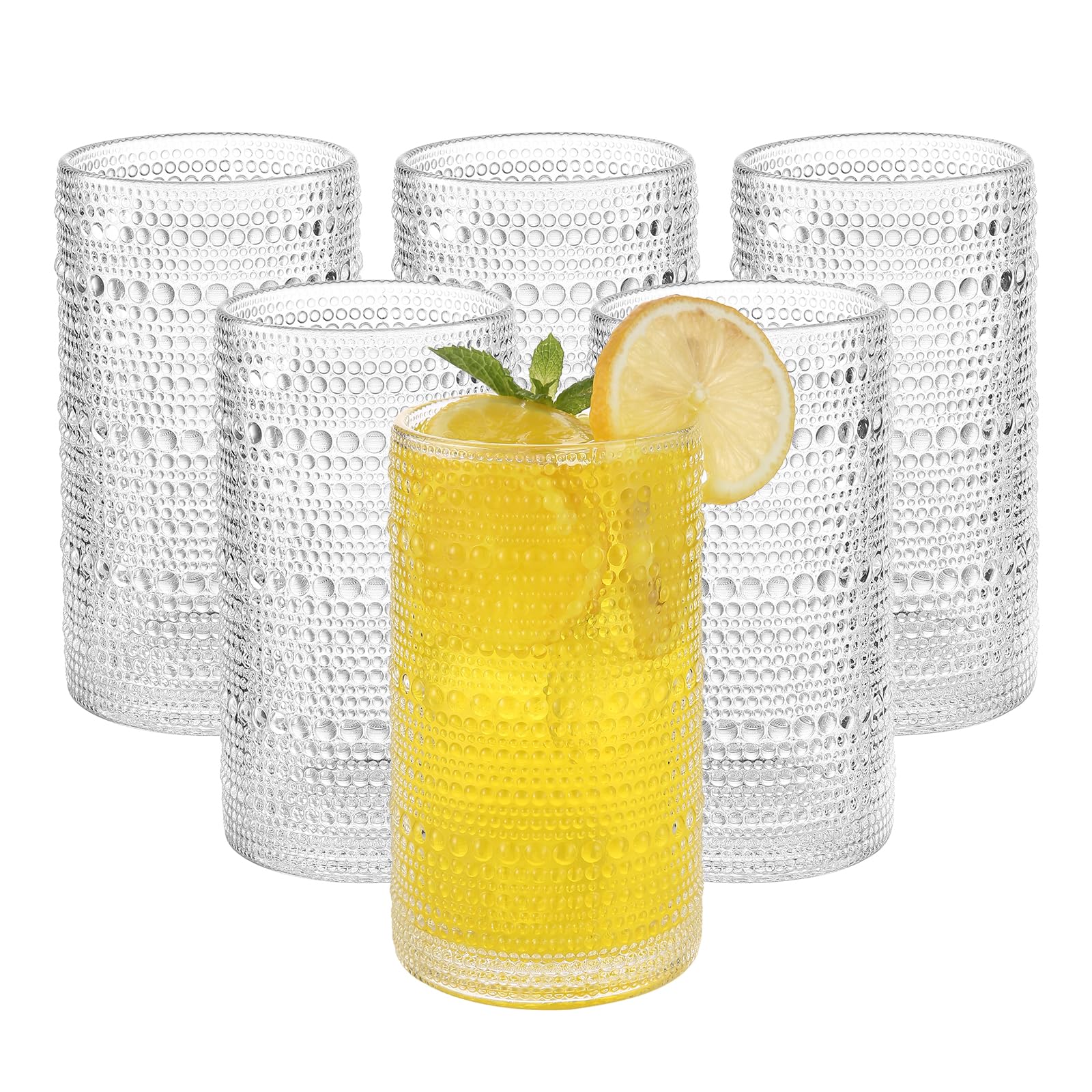 Akutaa Vintage Hobnail glasses front view, perfect for water and entertaining.