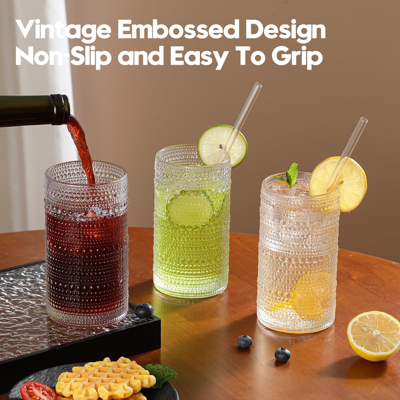 Akutaa vintage hobnail presentation enhances casual meals with elegance.