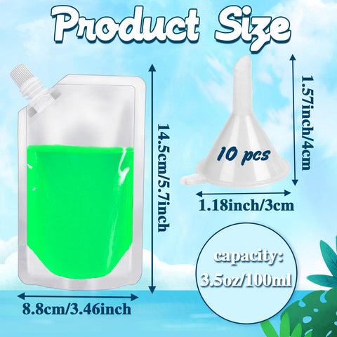 Alaeseje 3.5 oz drink pouches with cap for secure, spill-free servings.