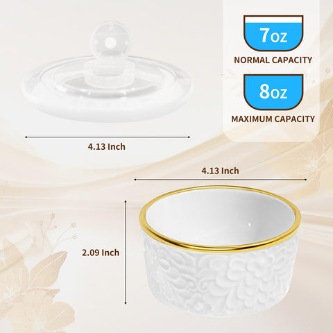 Alarrar creme brulee ramekins 8oz with lid for precise portions.