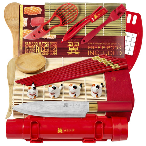Alas sushi kit complete set red enables effortless at-home sushi making.