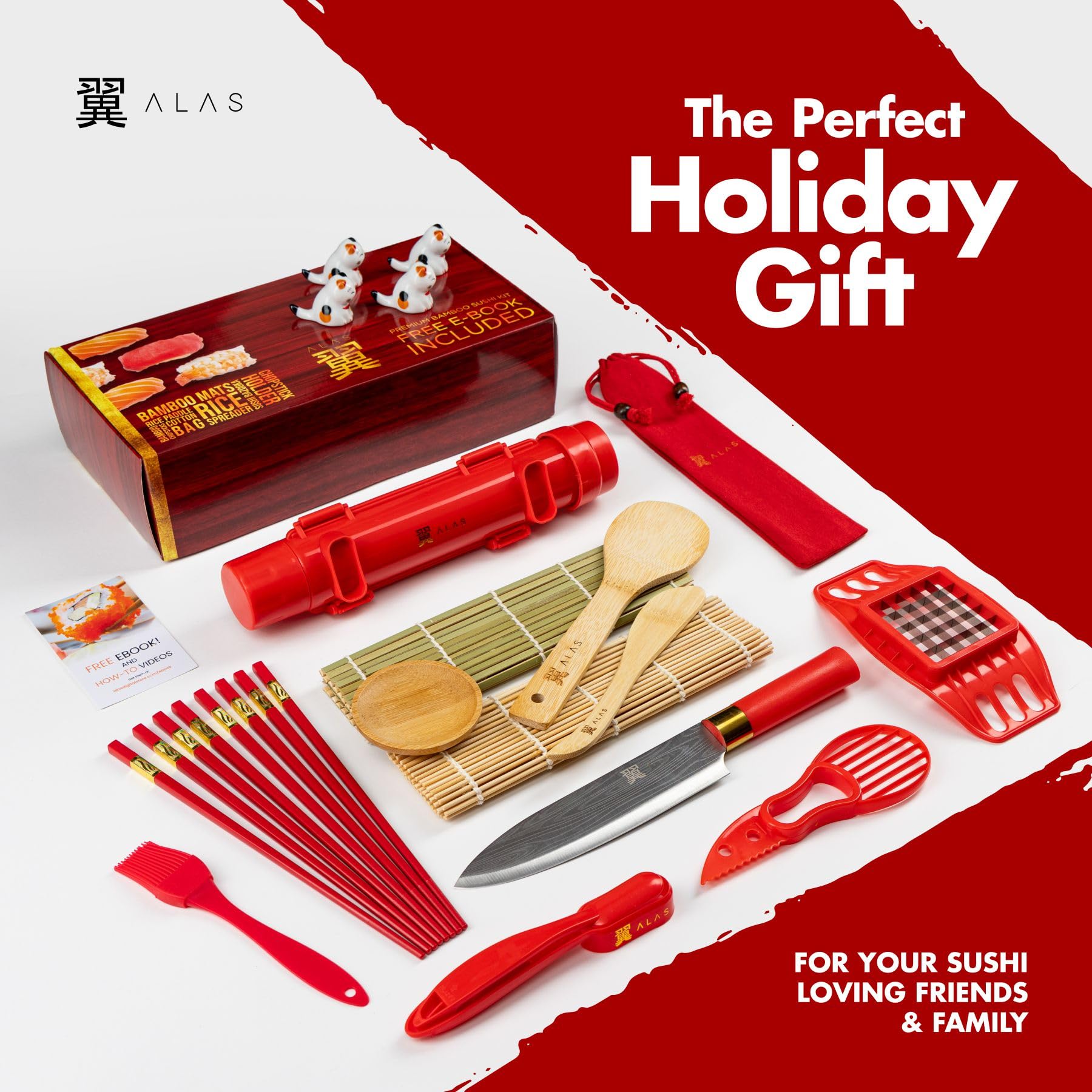 Alas sushi knife for precise cuts and clean nigiri prep.