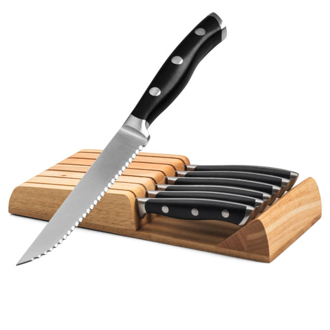 Alata 6-piece steak knife set with block for organized storage