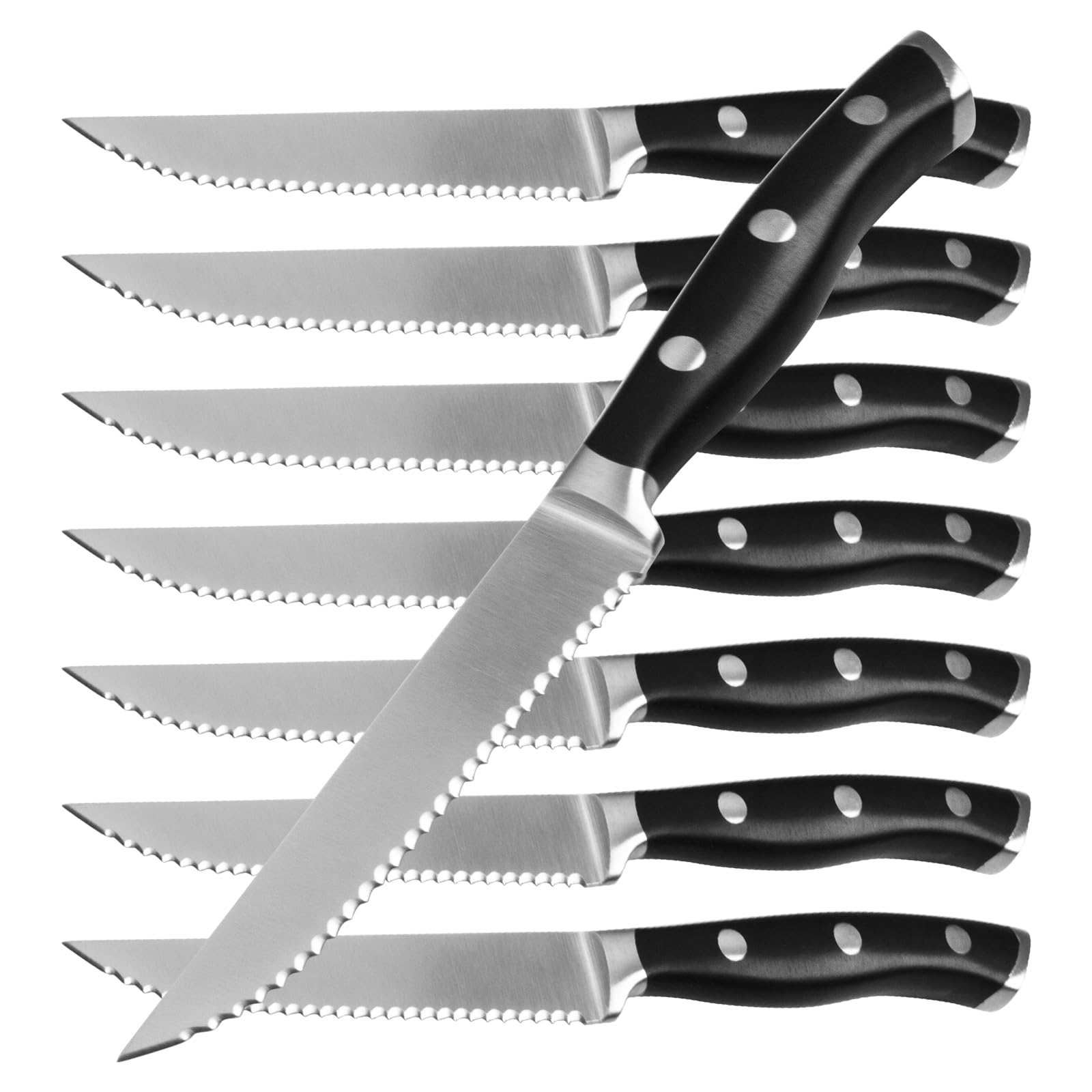 Alata 8-piece steak knives set blades deliver clean, precise slicing.