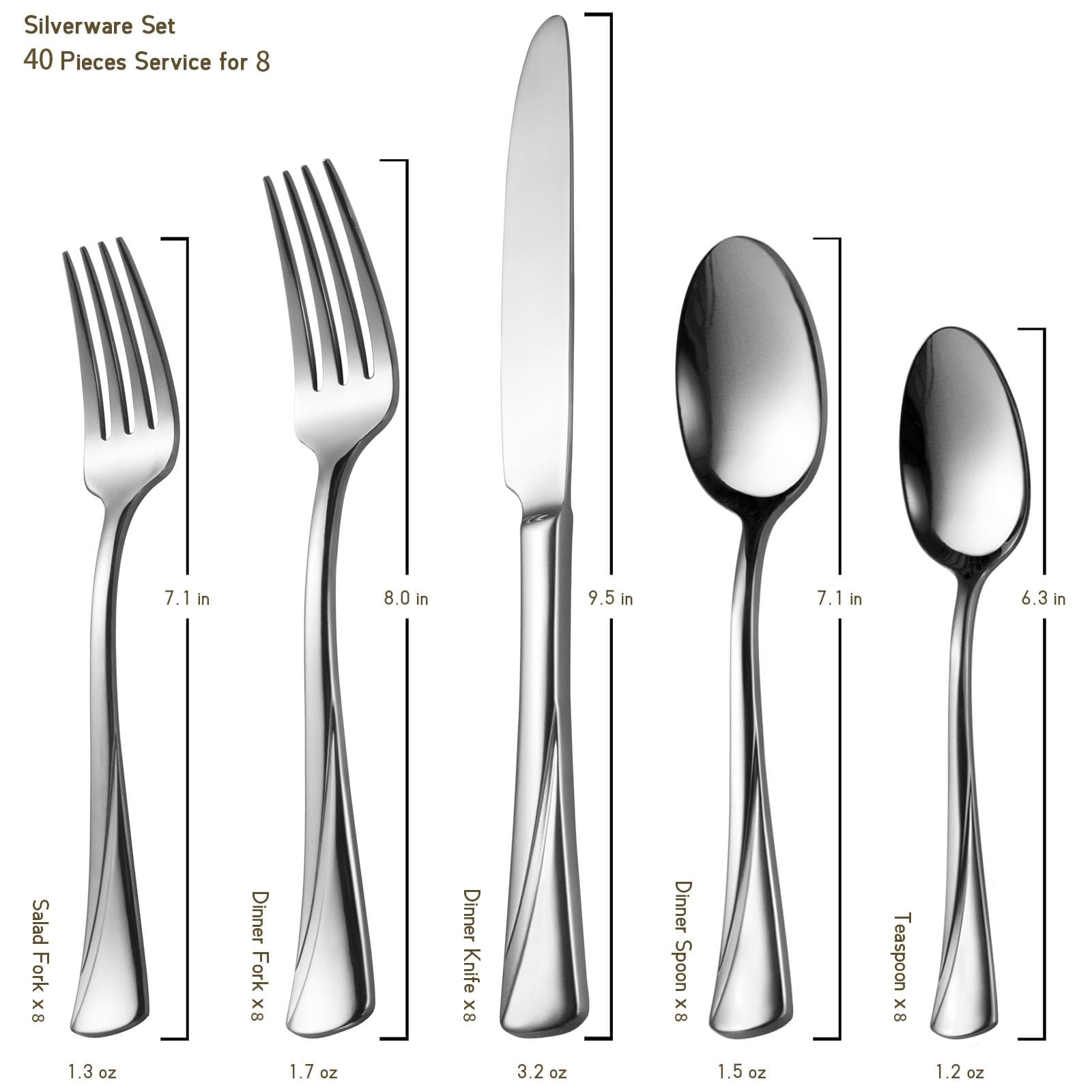 Alata Alice dinner spoon in mirror polish pairs with any dinnerware style
