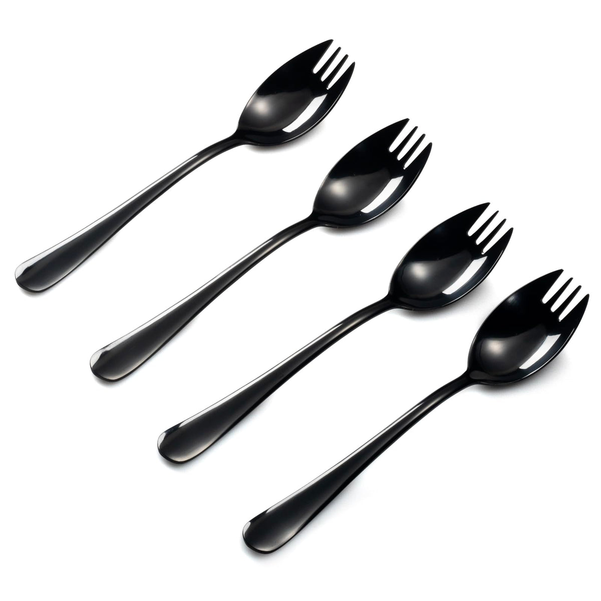 Alata black mirror sporks 8-pack for versatile dining and entertaining.