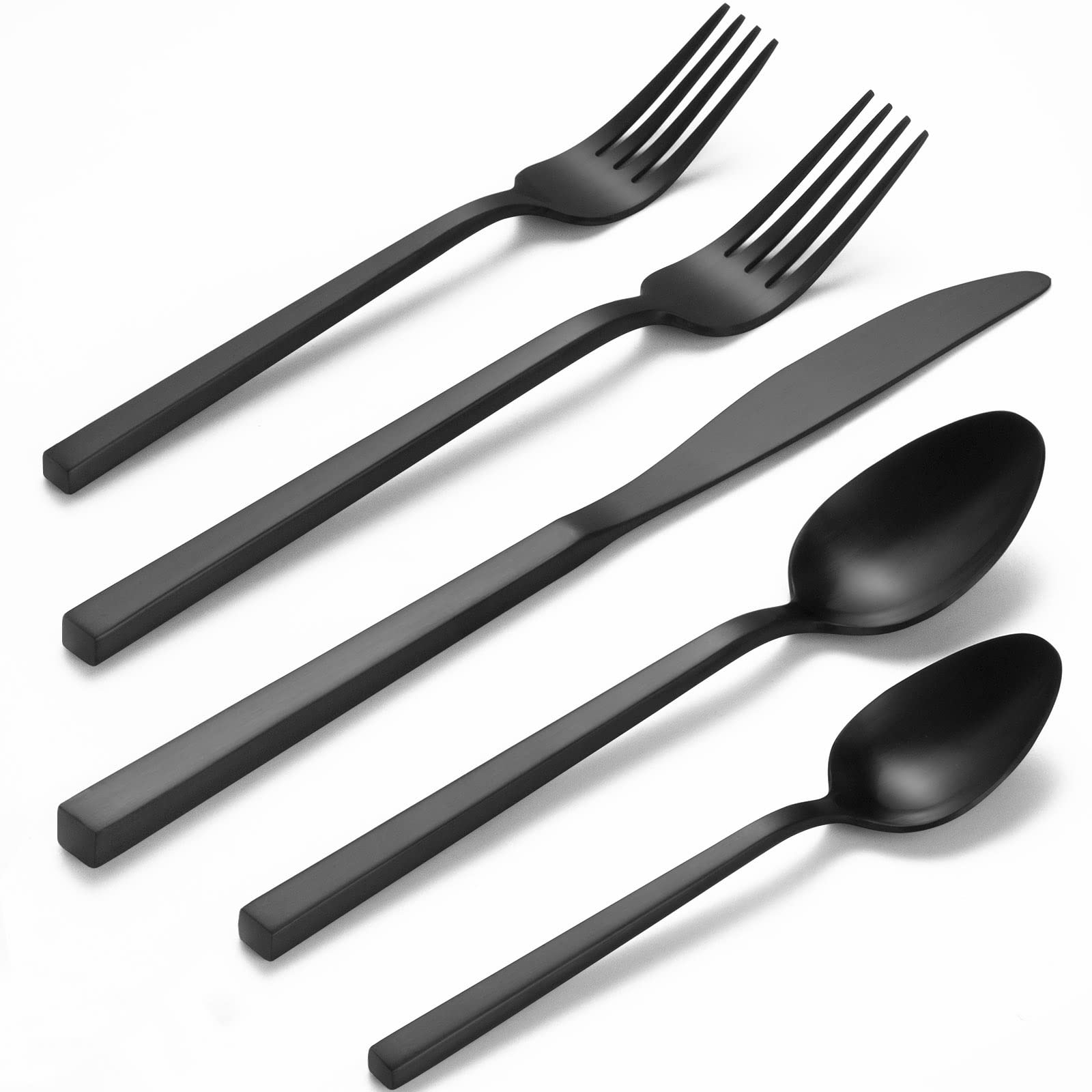 Alata Cube Black 20-piece set neatly displayed for everyday dining.