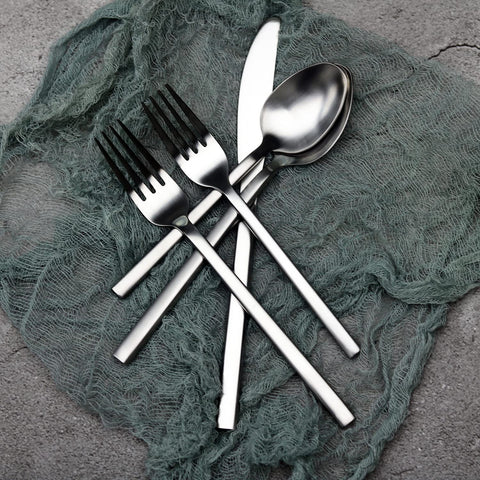 Alata Cube flatware service for four for everyday meals and gatherings