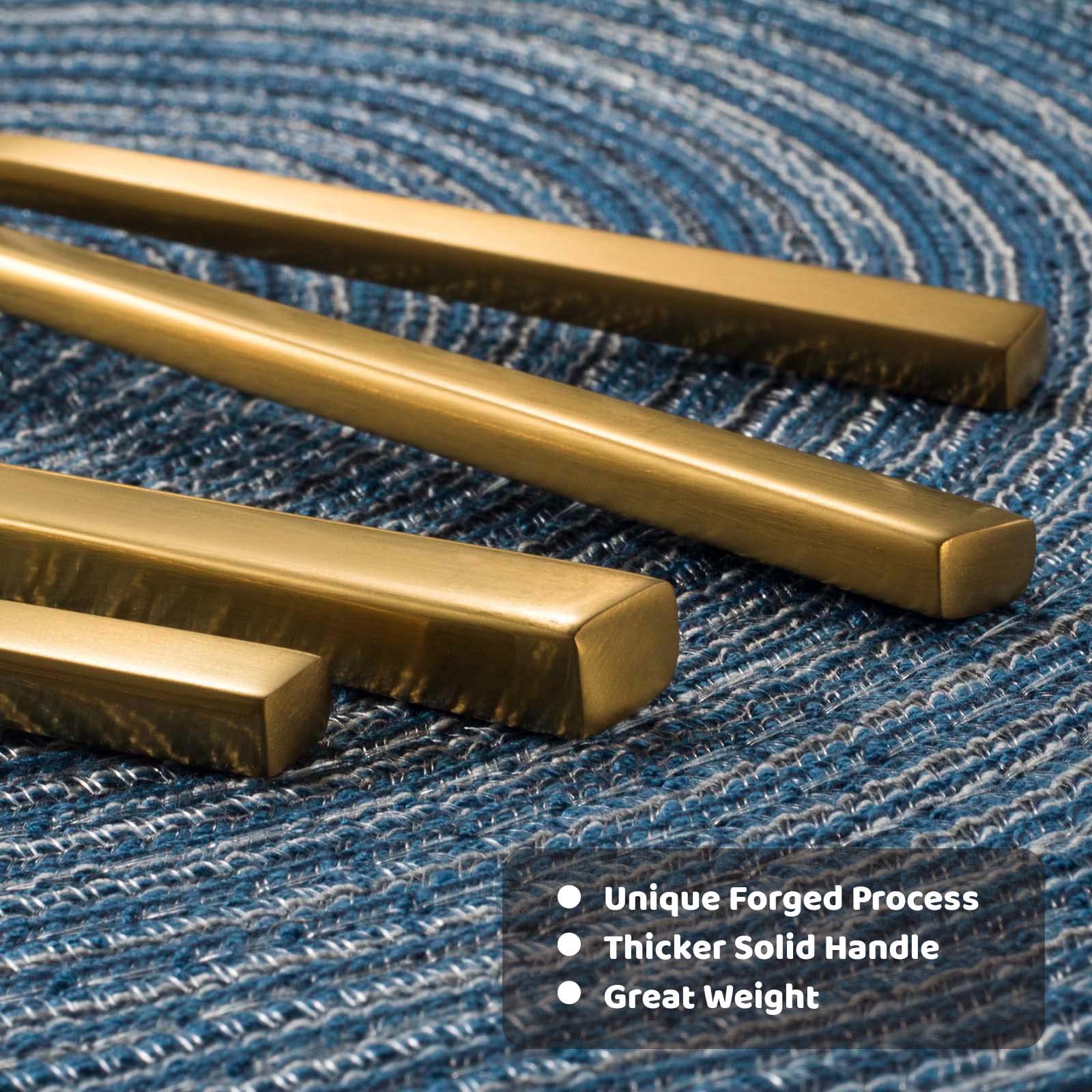 Alata Cube Gold dinner fork with square handle for secure grip