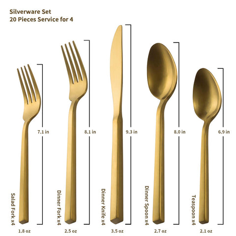 Alata Cube Gold salad fork ideal for greens and salads