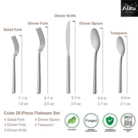Alata Cube salad fork designed for crisp salads and easy spearing