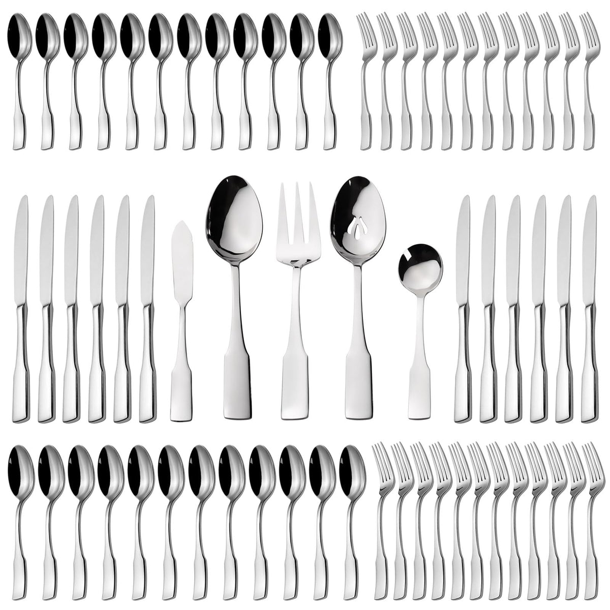 Alata Kate 65-piece flatware on table, durable daily-use set.