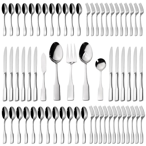 Alata Kate 65-piece flatware on table, durable daily-use set.