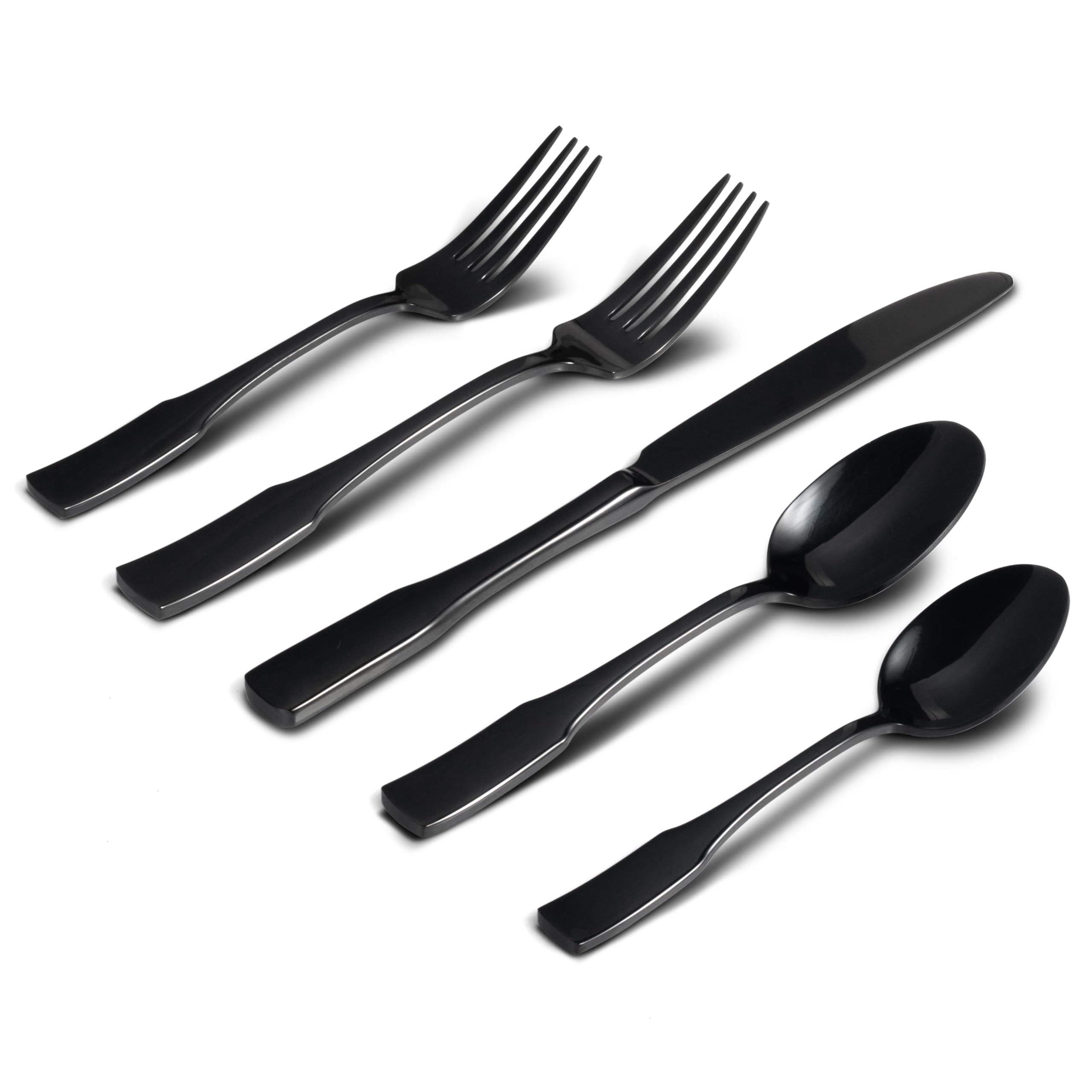 Alata Kate Black Mirror 40-piece flatware set, durable 18/0 stainless steel for daily dining.