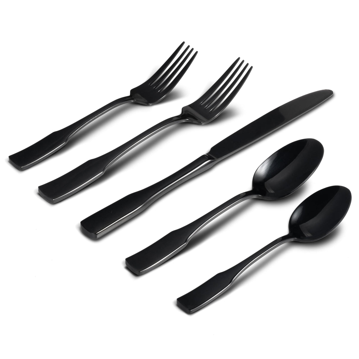 Alata Kate Black Mirror 40-piece flatware set, durable 18/0 stainless steel for daily dining.