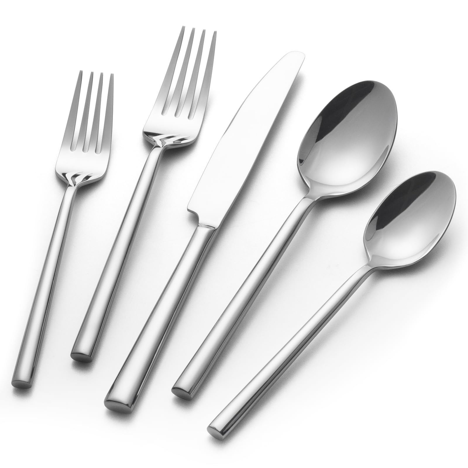 Alata Potter 40-piece flatware for eight with mirror finish, ideal for elegant daily dining.