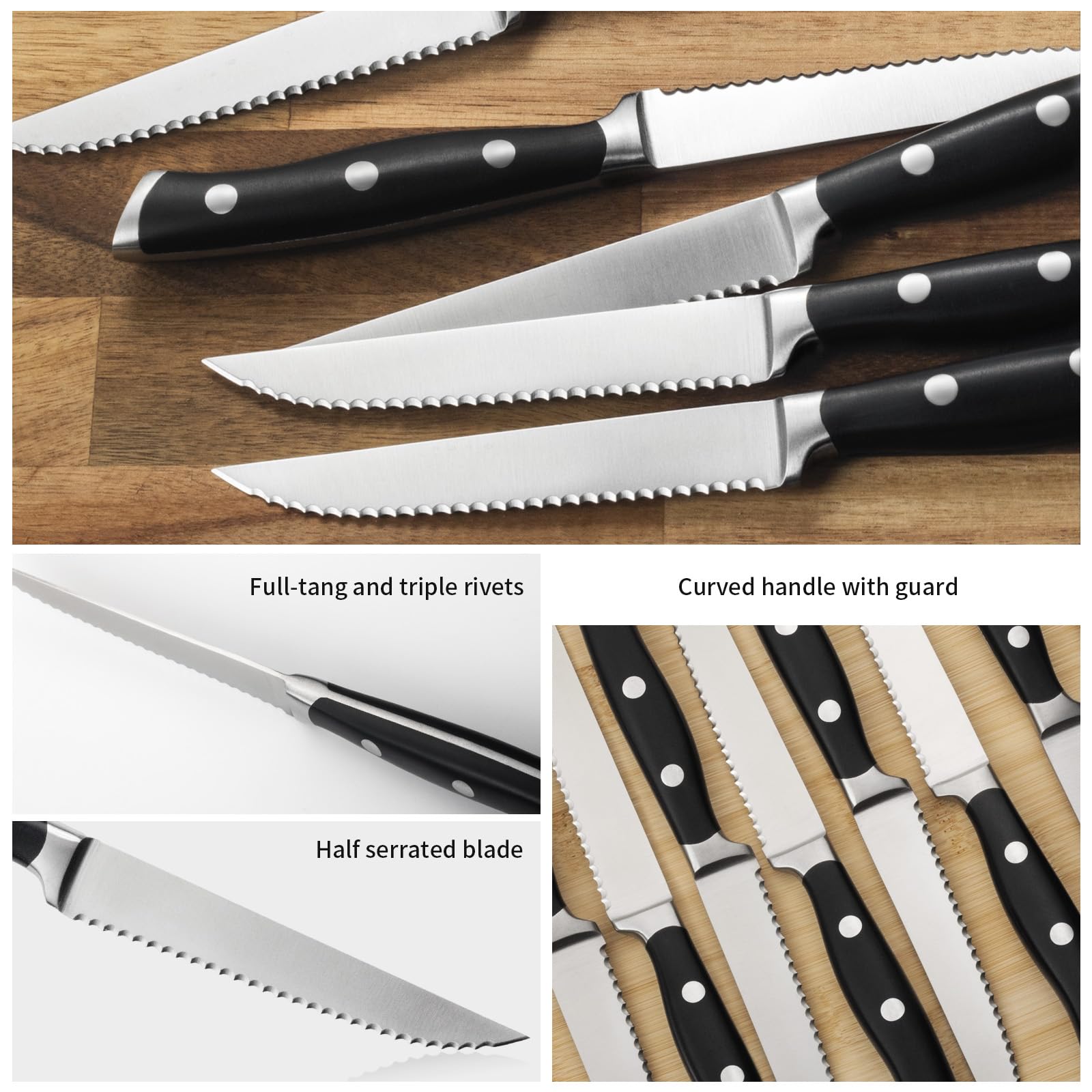 Alata serrated-edge knife for clean, precise cuts of grilled meat