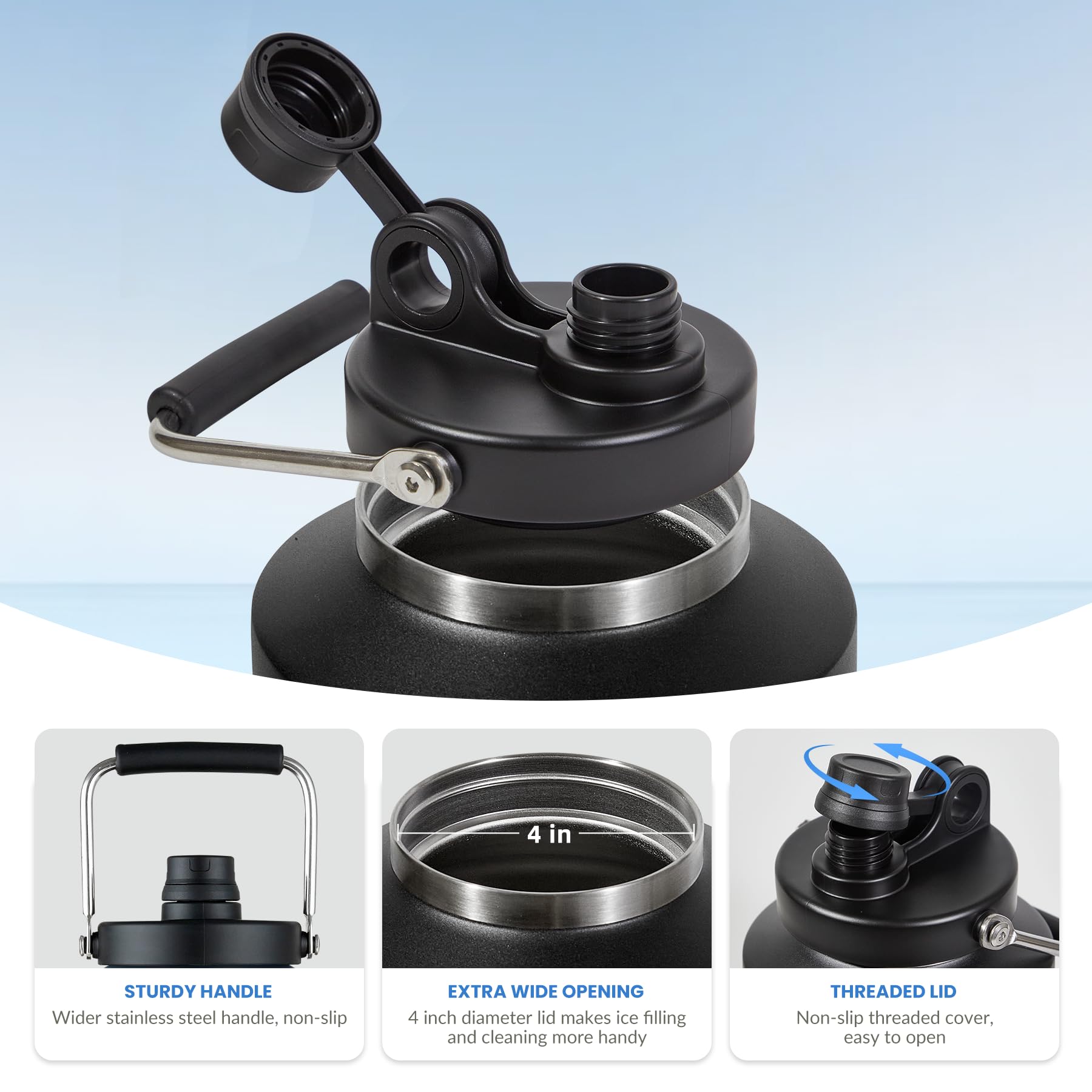 Alathote double-wall vacuum insulation preserves cold or hot beverages for hours.