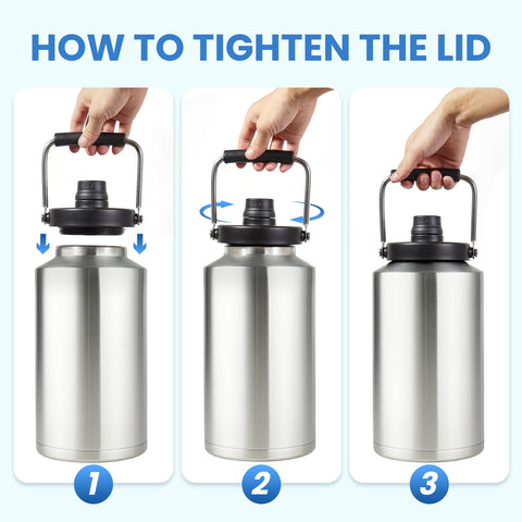 Alathote 128oz jug with non-slip handle makes transport effortless.