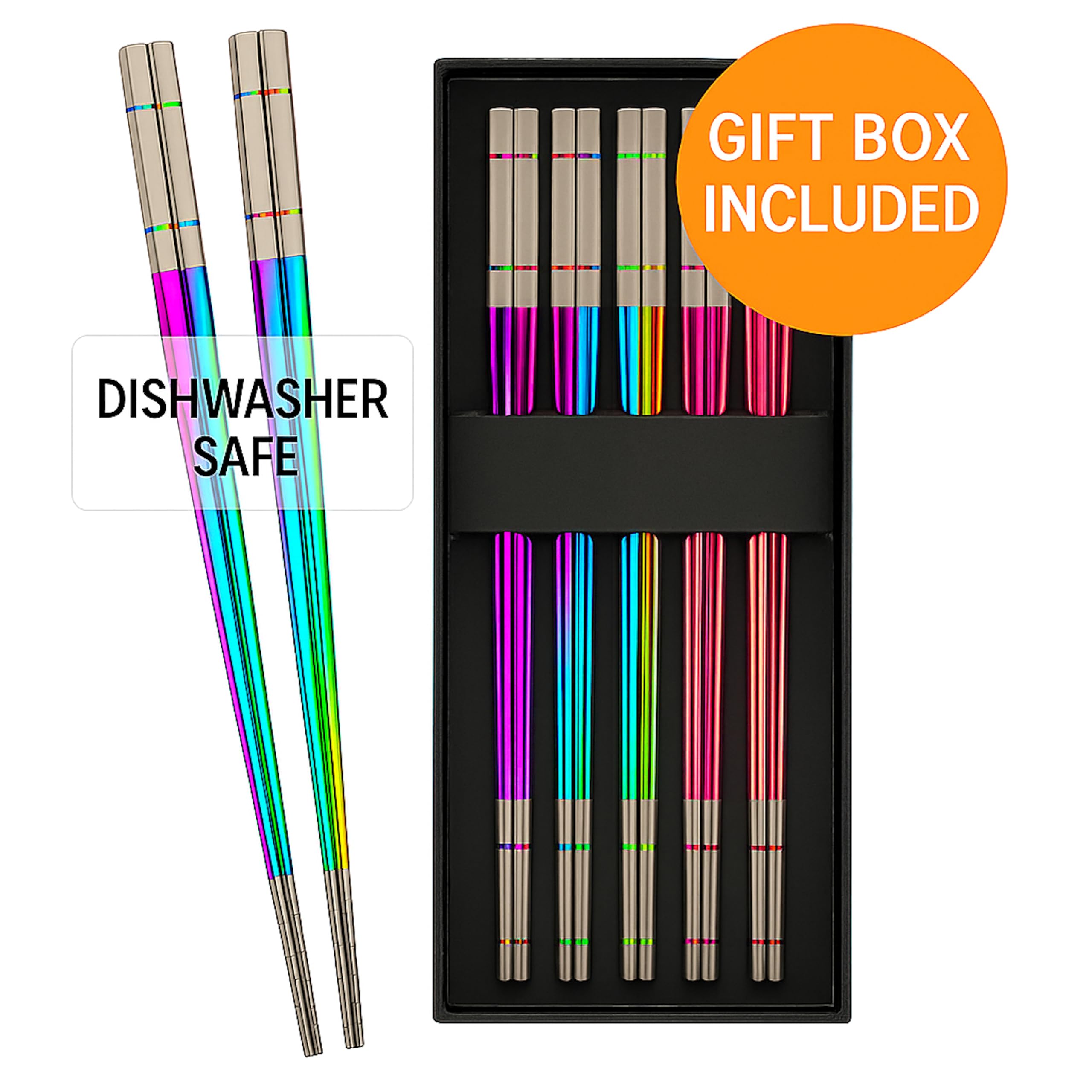 Holographic rainbow gradient design on Albino Monkey chopsticks adds premium look.