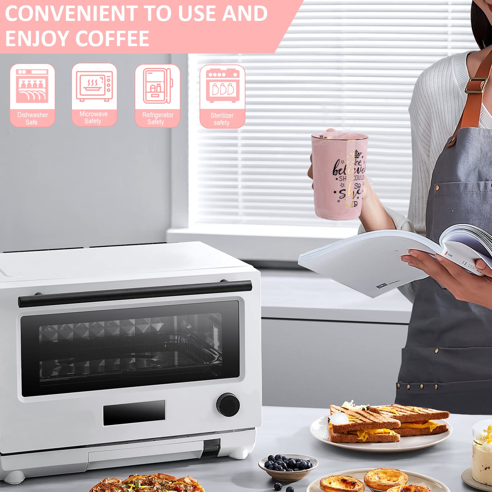 ALBISS Ceramic mug is microwave and dishwasher safe for easy care.