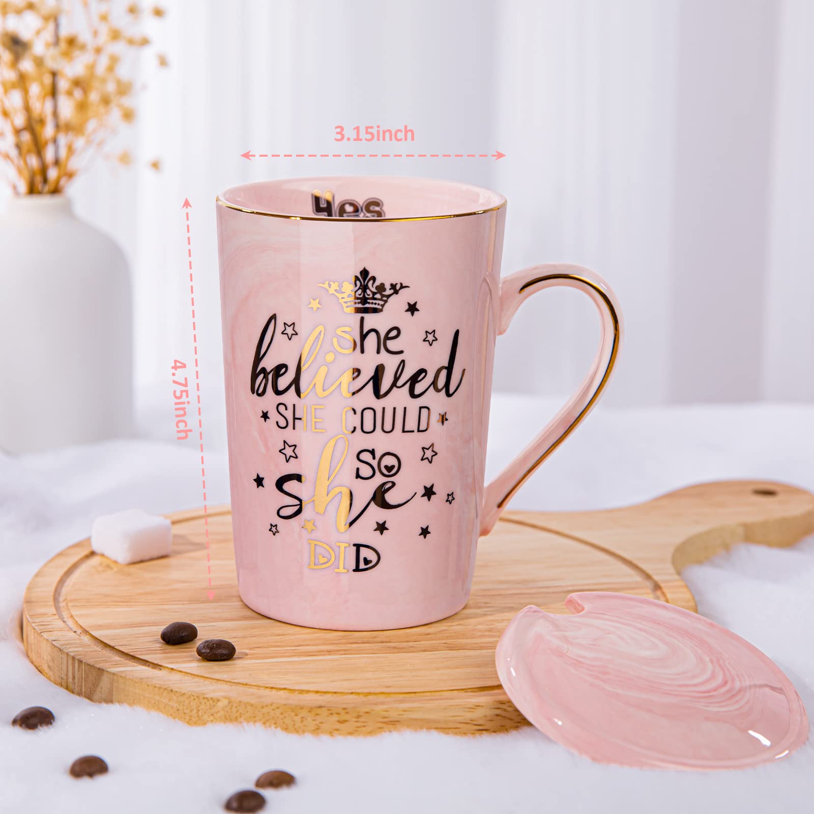 ALBISS Graduation gift mug in pink with gold print for celebration moments.