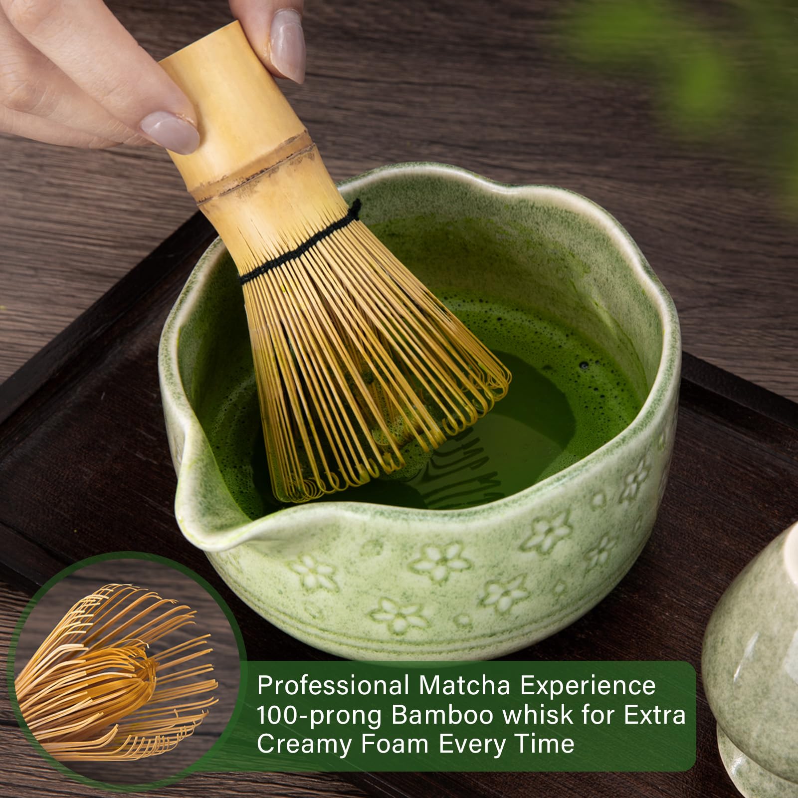 ALBISS stainless steel sifter delivers smooth matcha texture.