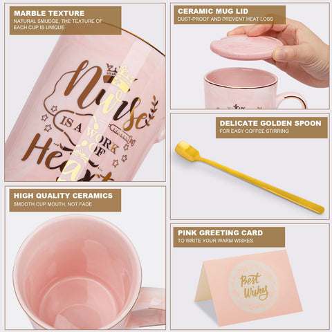 ALBISS pink marble mug in gift box, satin interior for gifting
