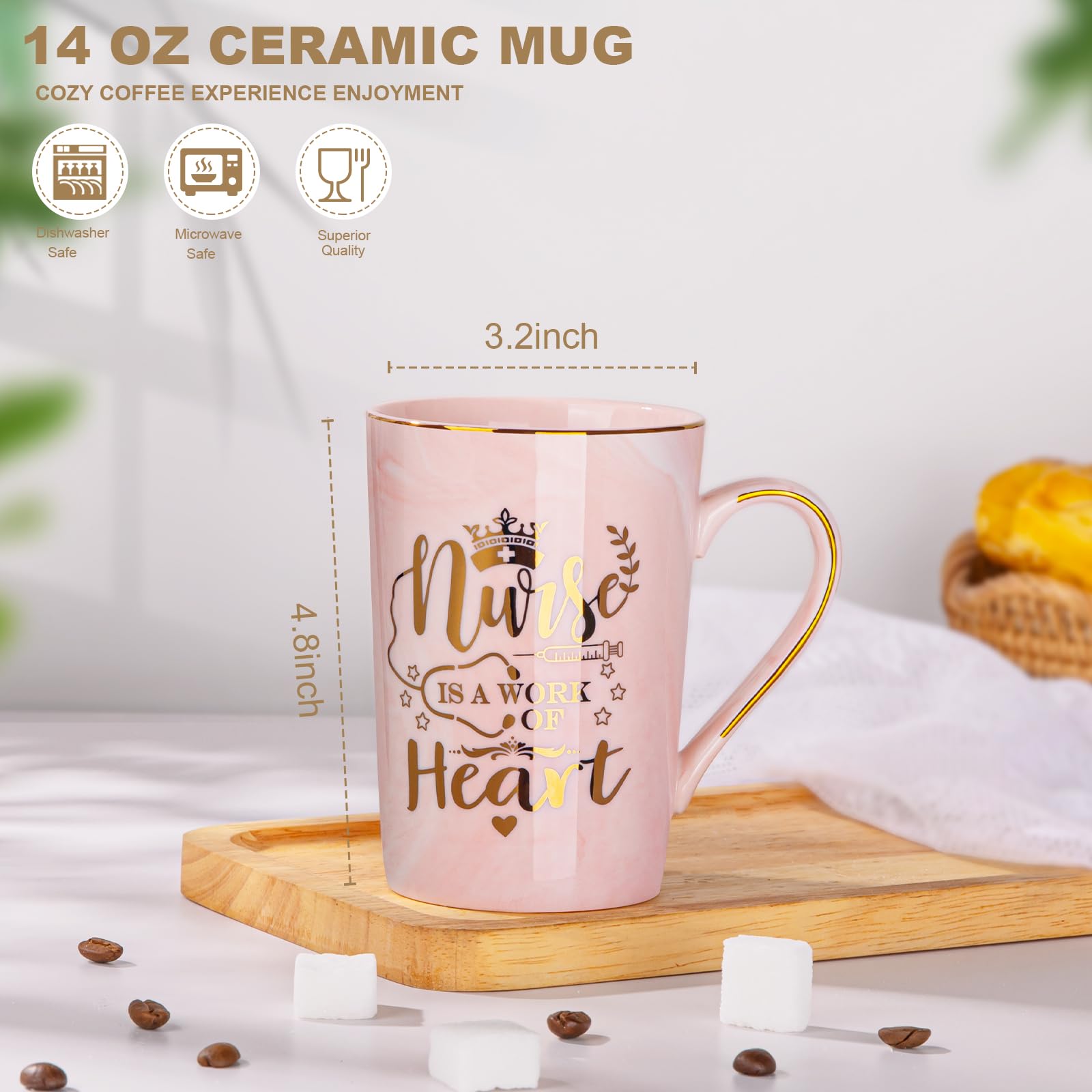 ALBISS nurse mug with gold print, ideal for gifting on Nurses Week