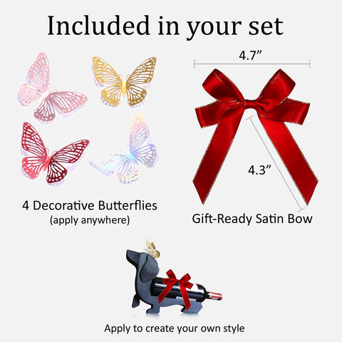 ALCEDIA Dachshund gift set with butterflies and handmade bow for gifting