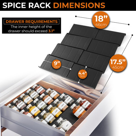 ALCOVA Spice Drawer Organizer's 4-tier design enhances spice visibility and access.