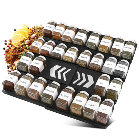 ALCOVA Spice Drawer Organizer shows adjustable width for drawers.